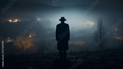 A man in the night fog