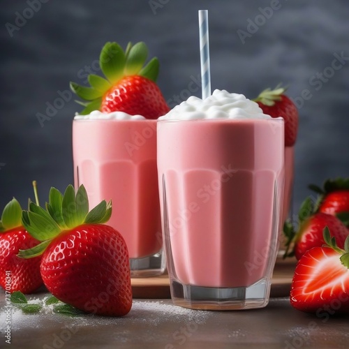 strawberry and ice cream smoothie in a glass