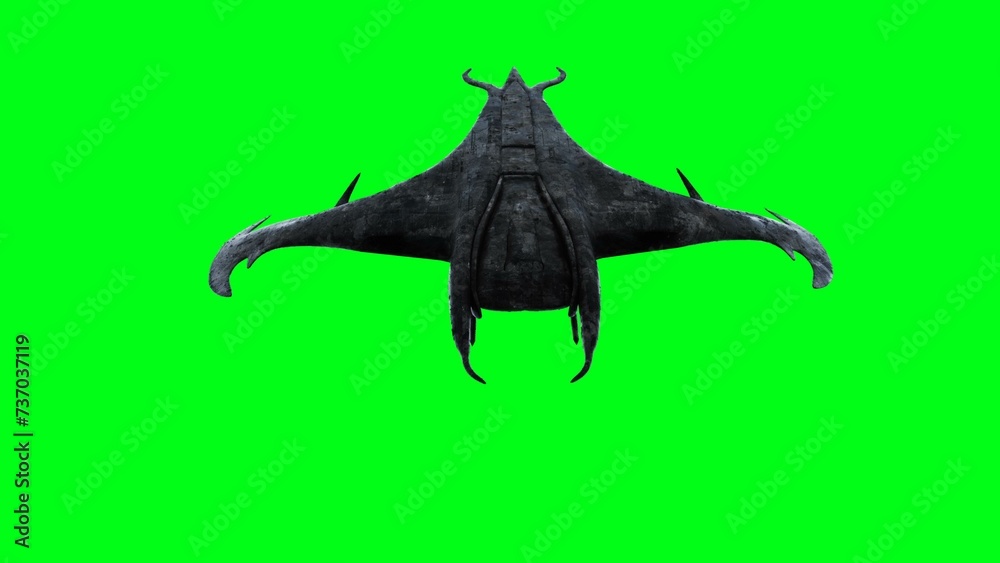 Obraz premium Alien scary spaceship, invader. Green screen. 3d rendering.