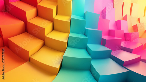 Fototapeta Naklejka Na Ścianę i Meble -  3d wallpaper colored cubes curves