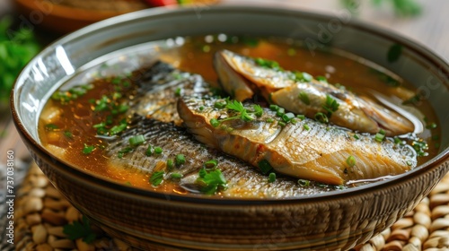 River fish soup. Generative AI