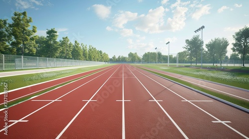 Running track lane. Generative AI photo