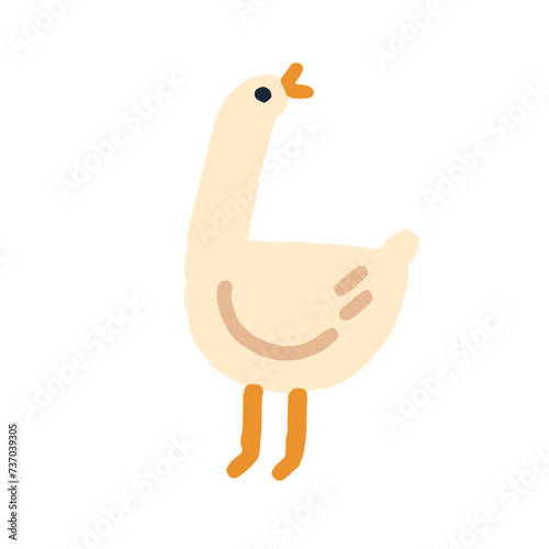 Cute goose. Funny gosling, little farm bird singing, cackling. Country feathe...