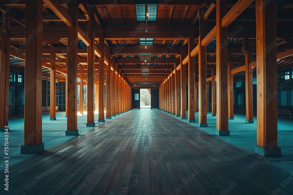 Naklejka premium wooden hall and center architecture