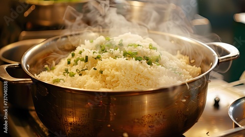 Steamed rice. Generative AI