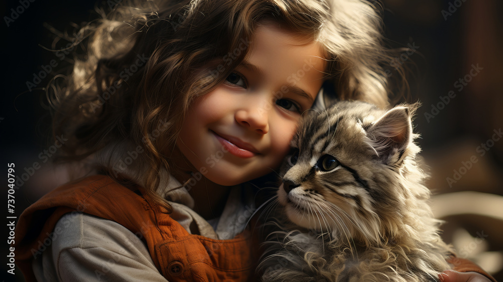 A child and a pet interacting in a gentle and supervised manner. A child and a pet interacting in a gentle and supervised manner.