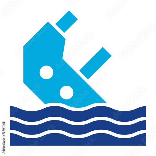 Boat Sink icon vector image. Can be used for Natural Disaster.