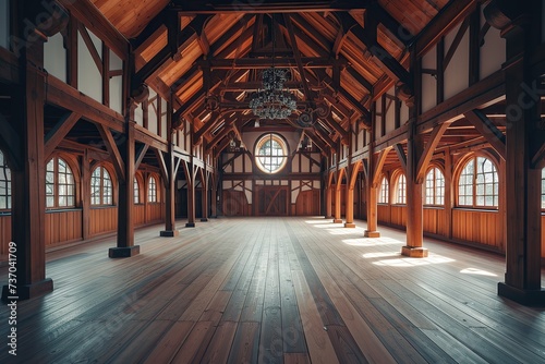 wooden hall and center architecture photo