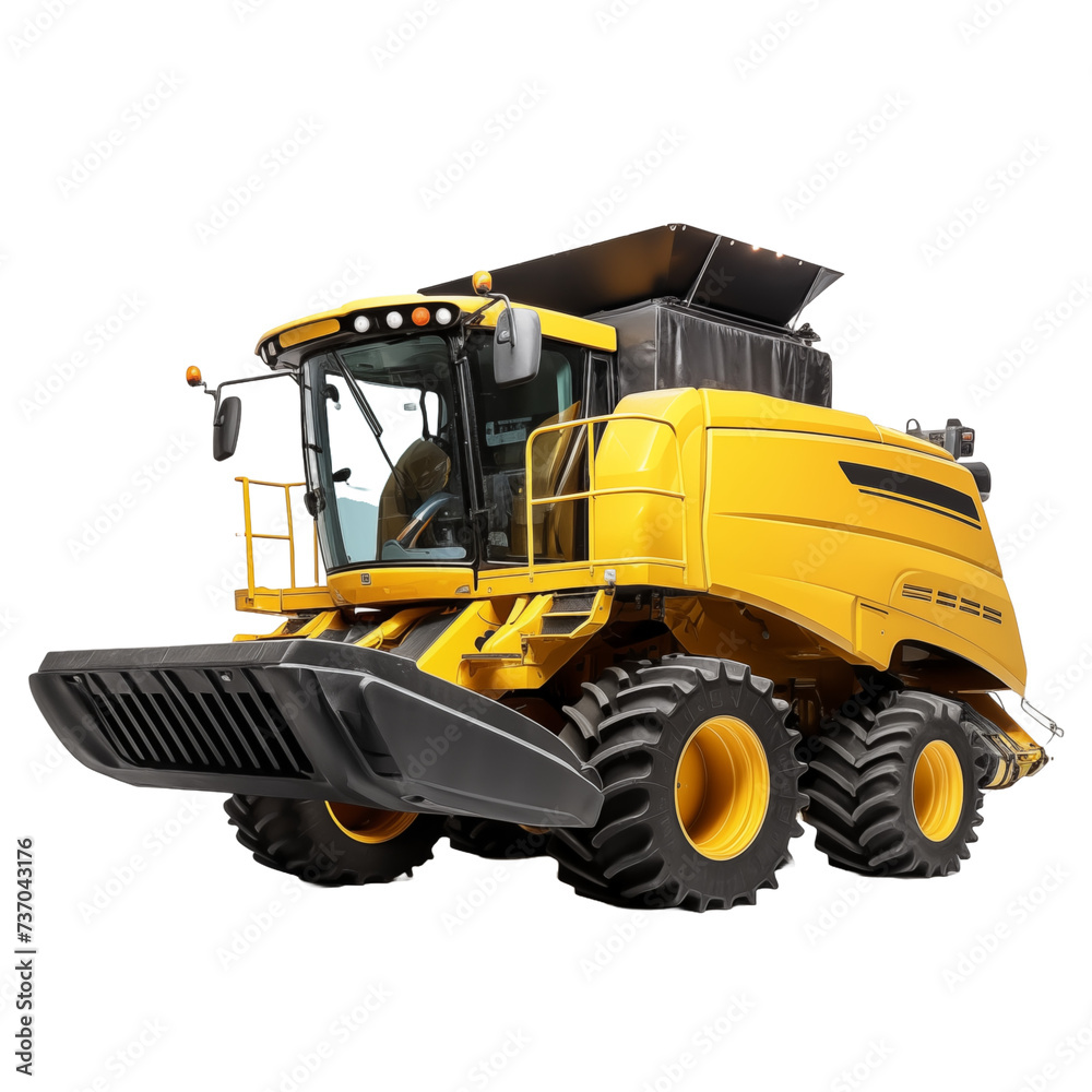 Agricultural Harvester isolated on white and transparent background. Ideal for use in advertising. Generative ai Agricultural Harvester isolated on white and transparent background. Ideal for use in advertising. Generative ai