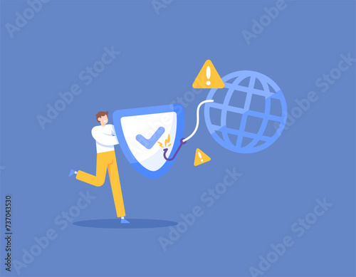 Protection and safety of user data and information. Protection from phishing websites. Prevention of data theft on the website. security system. illustration concept design. graphic elements. Vector