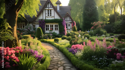 garden in spring, Charming Garden 3d image for wallpaper,,
Breathtaking Bird's Eye View of a Meticulously Designed Landscape