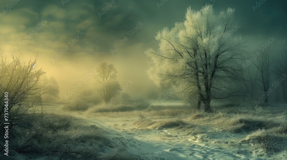 Winter landscape. Generative AI