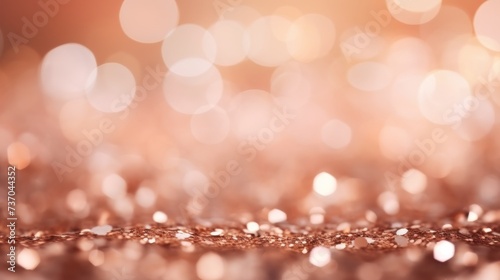 Rose gold glitter sparkling with a soft bokeh effect
