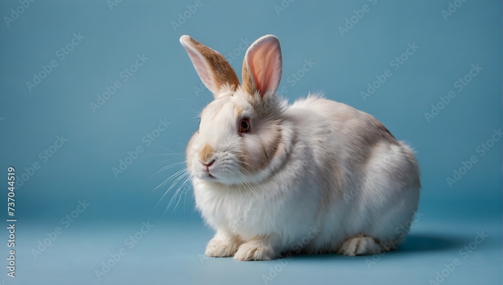Easter bunny rabbit on blue background. Easter day, Easter holiday concept. Easter bunny rabbit on blue background. Easter day, Easter holiday concept.
