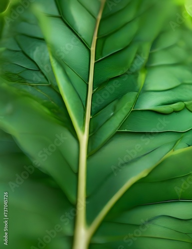 Texture of a green leaf close-up. Beautiful nature backdrop. Illustration for brochure  poster  cover  presentation or banner. Generative AI