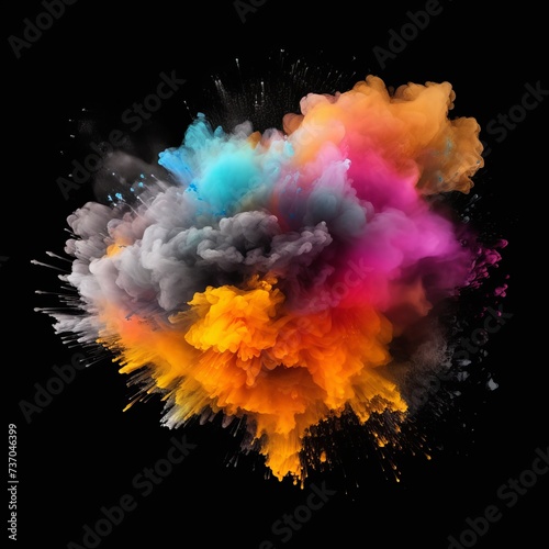 abstract powder splatted background colored cloud. Colorful dust explode. generated by AI