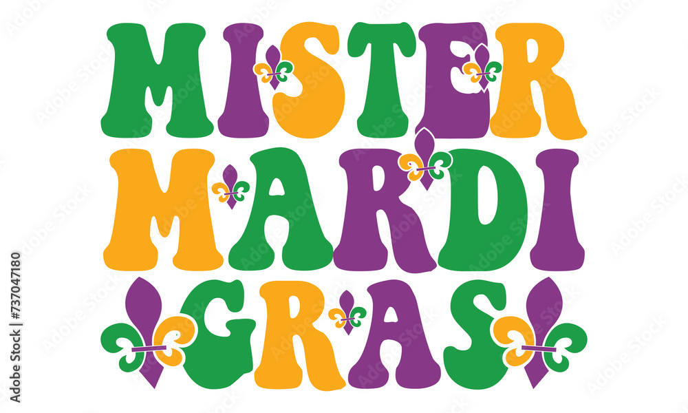 Mister Mardi Gras, Awesome Mardi Gras T-shirt design, EPS File Format.