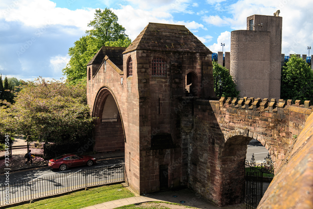 Historic Chester City Wall Basking in Sunlight