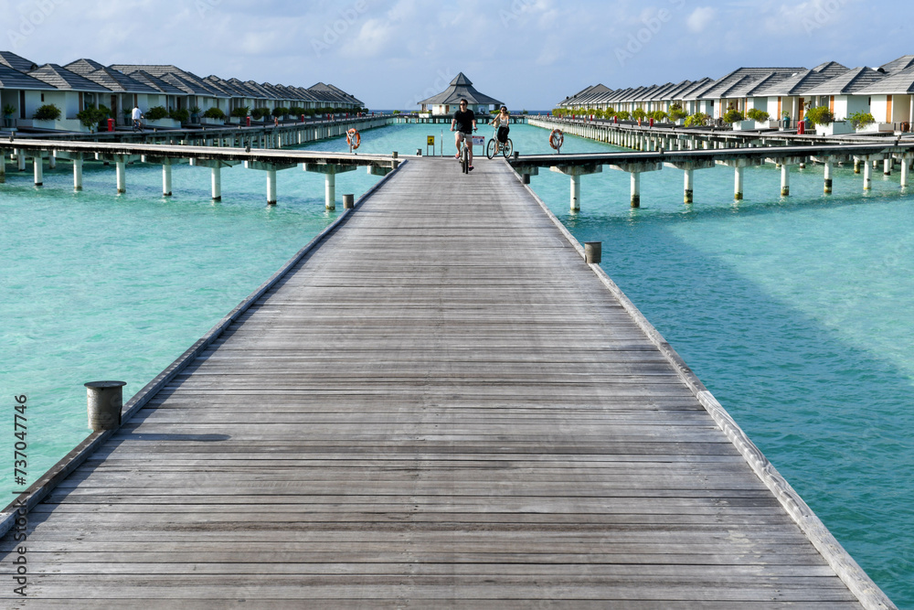 View at the water villas of Villa Park resort on Ari atoll, Maldives