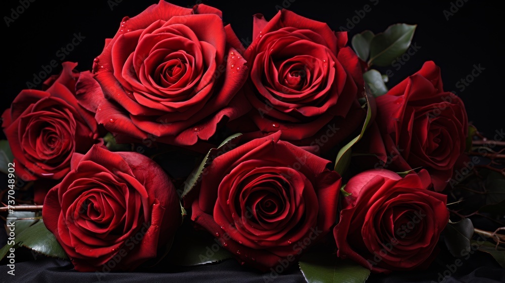 Obraz premium Red rose on black background