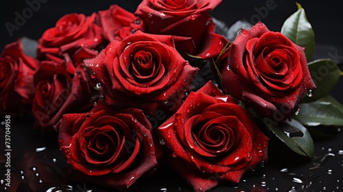 Red rose on black background