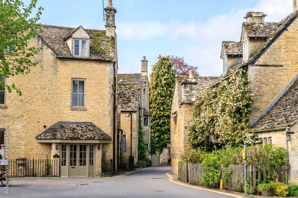 The Honey-hued Streets in a Peaceful Morning in Bourton-on-the-Water, Cotswolds