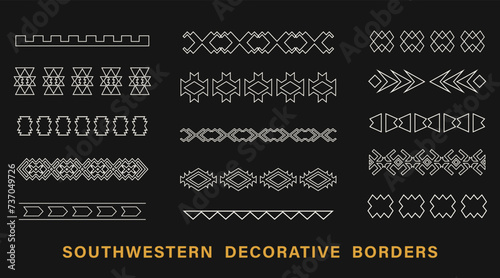 Tribal Outline Borders Set Southwestern Strokes