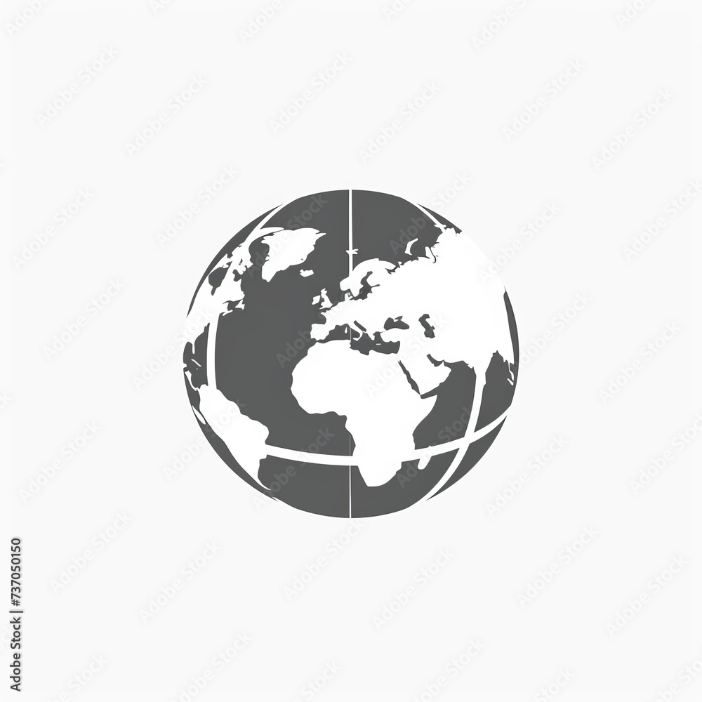 Minimalist Stylized Globe in Shades of Gray Emphasizing Global Business Presence on White Background