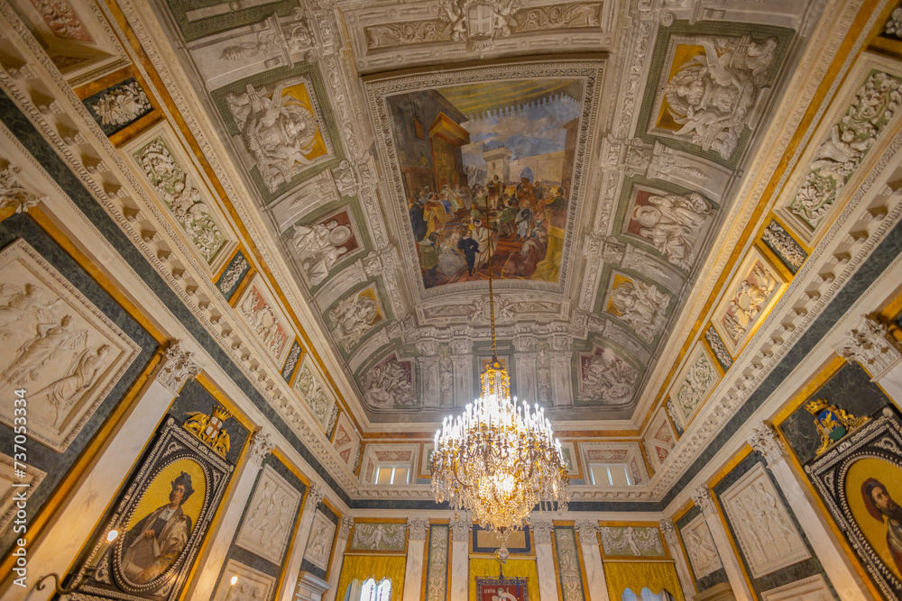 GENOA, ITALY, JANUARY 29, 2024 - The representative room of the Tursi Palace in Genoa, Italy