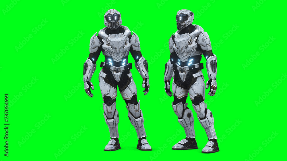 Military futuristic cyborg, robot. 3d rendering.