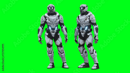 Military futuristic cyborg, robot. 3d rendering.