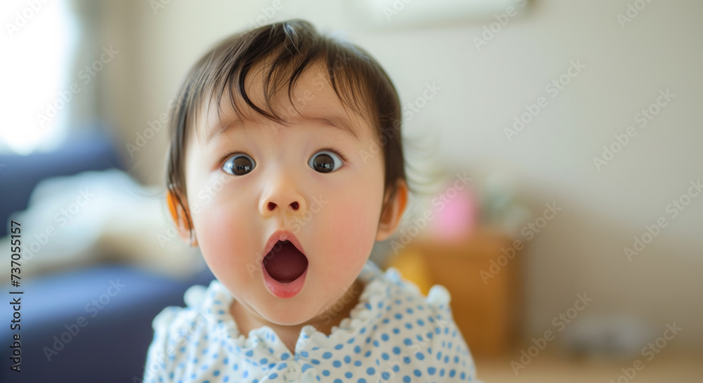 Cute asian kid open mouth. Shocked screaming Asian cute baby girl with open mouth. Shocked Asian toddler baby with open mouth. Positive people lifestyle news concept. Empty space place for text, copy Cute asian kid open mouth. Shocked screaming Asian cute baby girl with open mouth. Shocked Asian toddler baby with open mouth. Positive people lifestyle news concept. Empty space place for text, copy