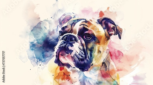 Whimsical Watercolor Bulldog: Playful and Delicate Canine Portrait