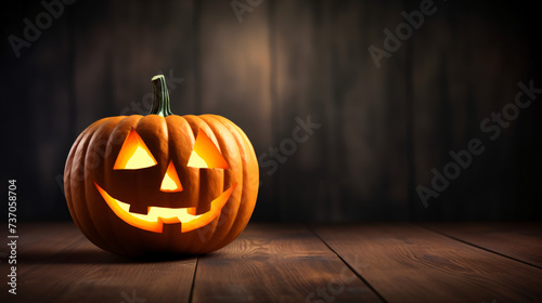 Halloween Pumpkin on wooden table