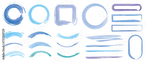 筆　素材　あしらい　セット　水彩　青　寒色系