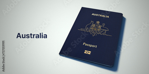 Australia Passport. 3d rendering passport on white background.
