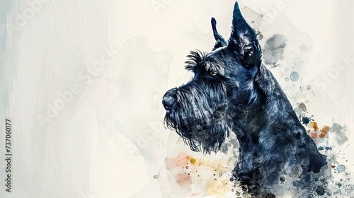 Graceful Giant: Ethereal Watercolor Portrait of a Schnauzer
