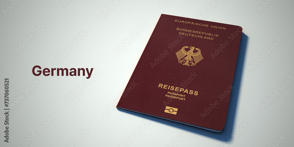 Germany Passport.
3d rendering passport on white background.