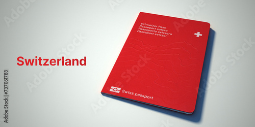 Switzerland Passport.
3d rendering passport on white background.