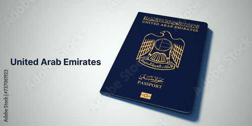 UAE Passport.
3d rendering passport on white background.