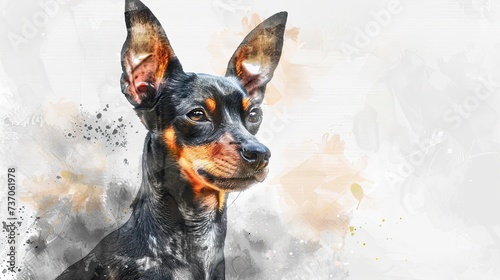 Whimsical Watercolor: Miniature Pinscher in Soft and Transparent Hues