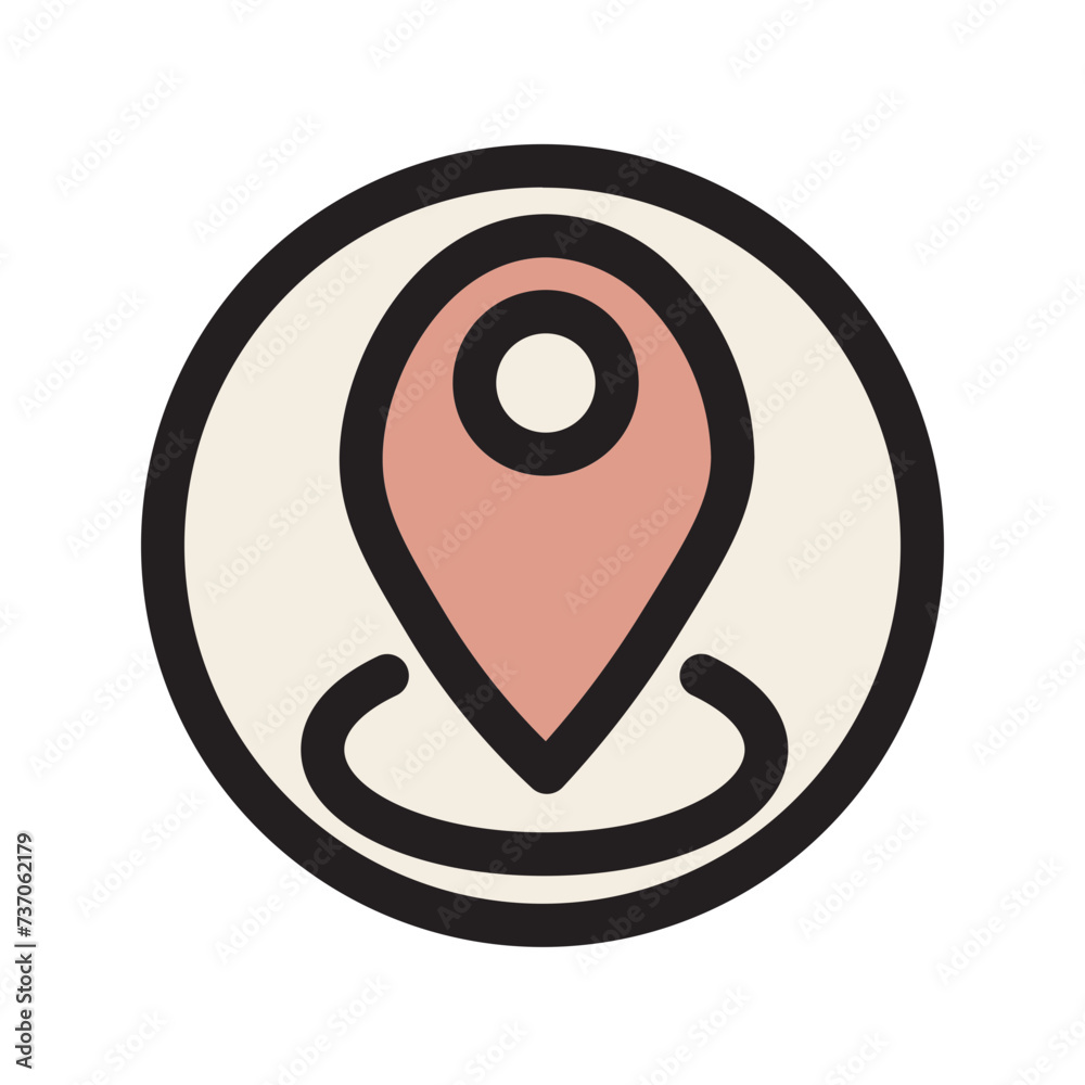 Direction Location Map Navigation Pin Place Sticky Filled Outline Ocon