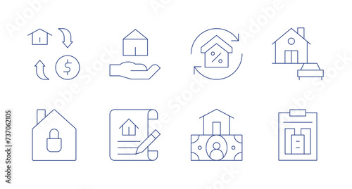 Property icons. Editable stroke. Containing investment, refinance, asset, realestate, property, contract.