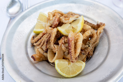 mixed fried fish, Italian food
