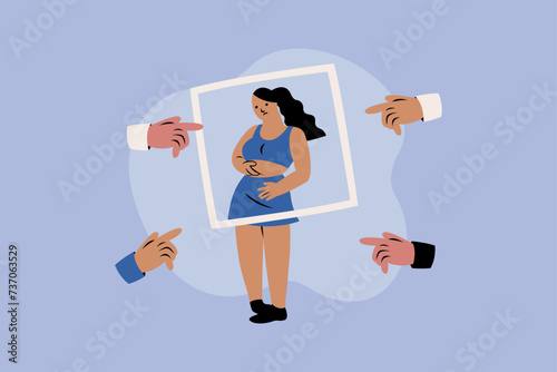 Woman Low Self Esteem Vector Illustration