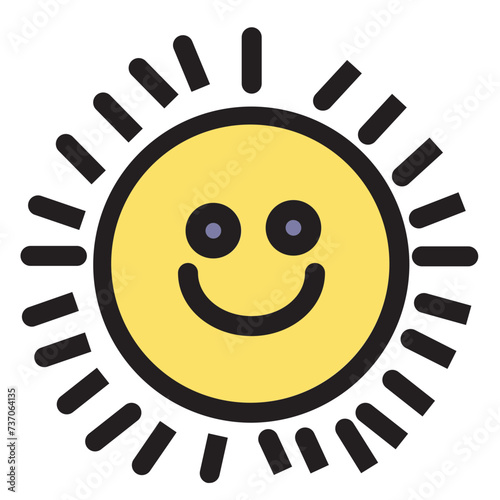 Bright Sun Sunney Weatherday Filled Outline Icon photo