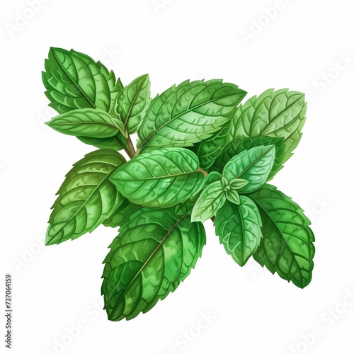 fresh mint leaves - botanical illustration peppermint
