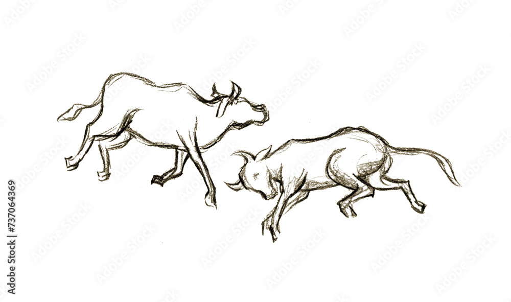 Obraz premium Pencil drawing. 5 Egyptian plague. Pestilence of livestock