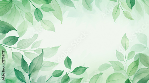 Green watercolor foliage abstract background.