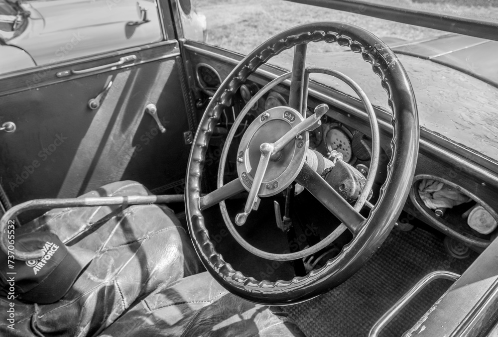 Fototapeta premium Old Car Interior - Duncombe Park North Yorkshire UK 